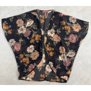 Lightweight Sheer Cardigan Floral Navy Blue Flowers Romantic Size Medium Cottage